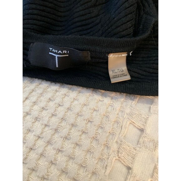 Tahari Black Womens Sweater Size XL Ribbed Side Zippers Stylish Stretchy - Picture 11 of 12